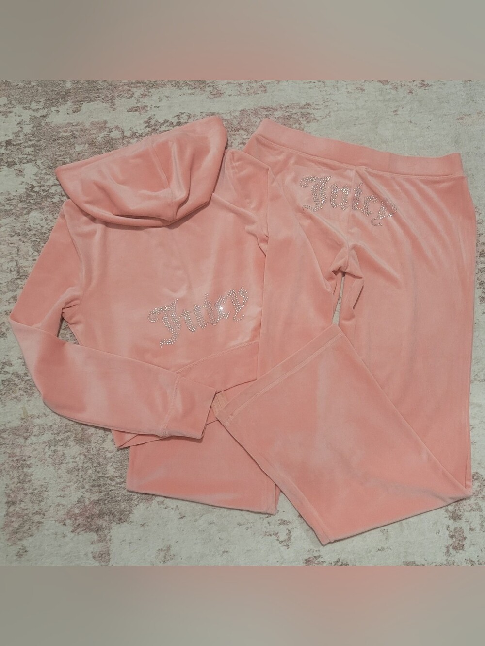 Juicy Couture Strawberry Ice Velour Zip Up Hoodie & Pants Set - M - Picture 3 of 6